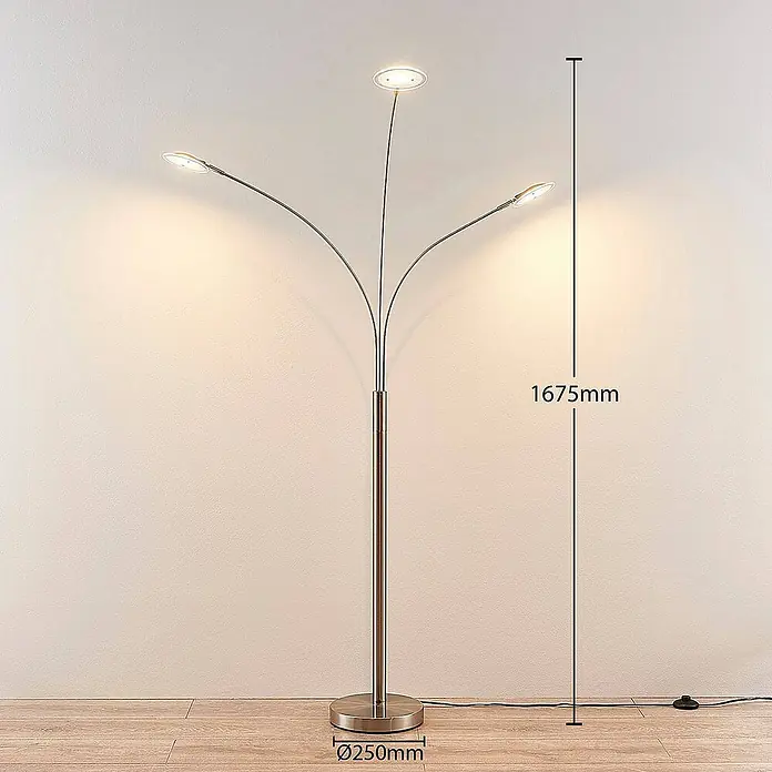 Lindby Stehleuchte Anea - Höhe: 167,5 cm, alu / grau / zink, alu / grau / zink