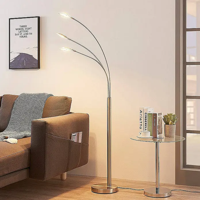 Lindby Stehleuchte Anea - Höhe: 167,5 cm, alu / grau / zink, alu / grau / zink