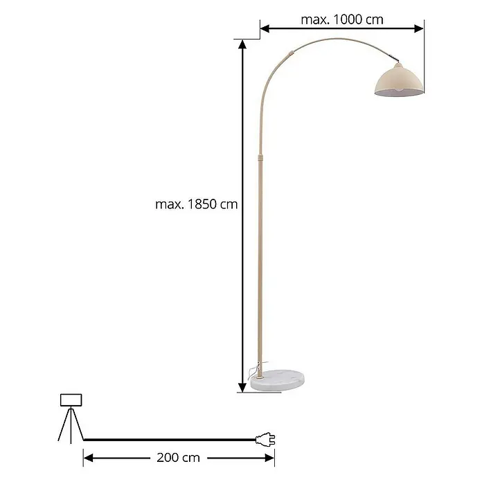 Lindby Stehleuchte Tonka - Höhe: 180 cm, creme / amber, creme / amber, E27