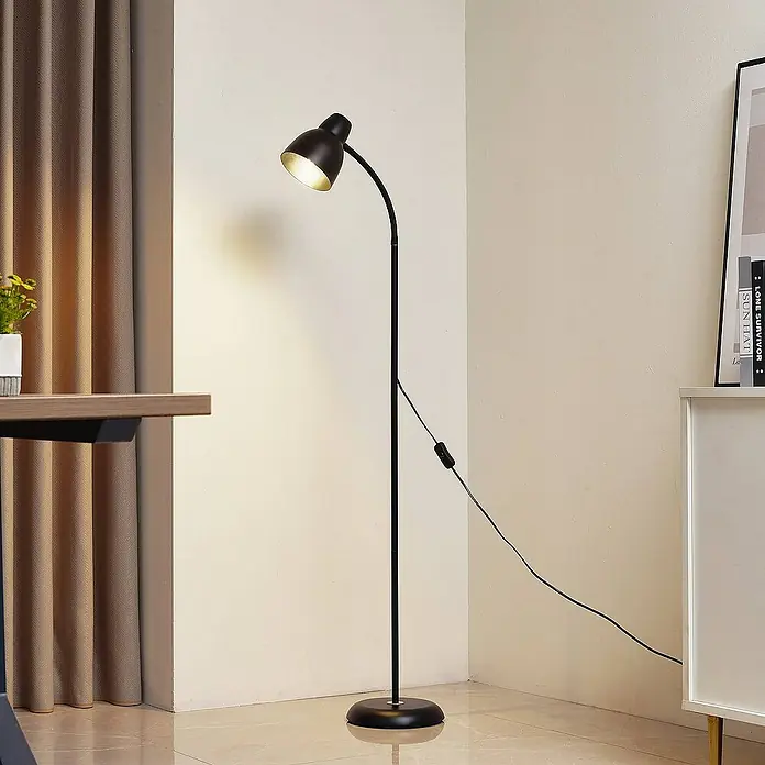 Lindby Stehleuchte Tebbi - Höhe: 150 cm, schwarz, schwarz, E27