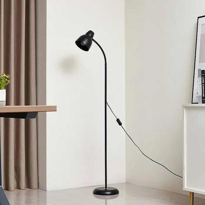 Lindby Stehleuchte Tebbi - Höhe: 150 cm, schwarz, schwarz, E27