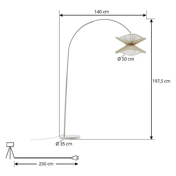Lindby Stehleuchte Valdorin - Höhe: 195 cm, creme / amber, creme / amber, E27