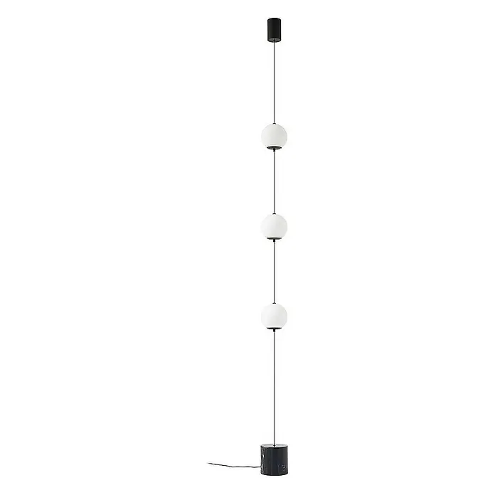 Lucande Stehleuchte Darrow - schwarz, weiß / opal