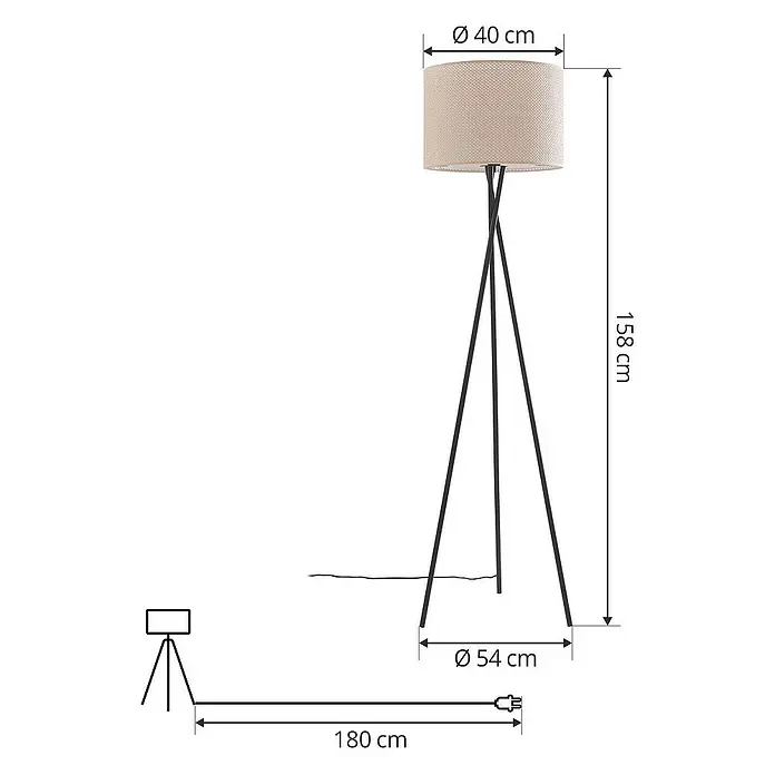 Lindby Stehleuchte Soula - schwarz, creme / amber, E27