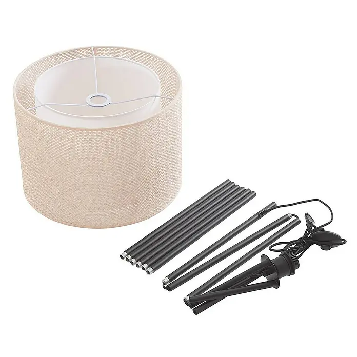 Lindby Stehleuchte Soula - schwarz, creme / amber, E27