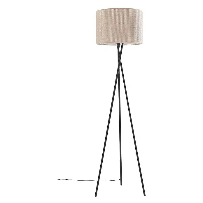 Lindby Stehleuchte Soula - schwarz, creme / amber, E27