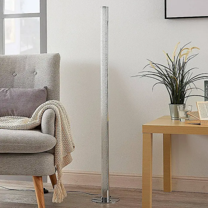 Lindby Stehleuchte Hadis - Höhe: 120 cm, chrom / silber, weiß / opal