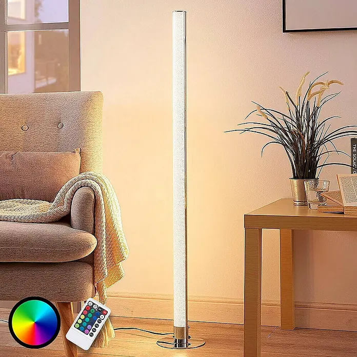 Lindby Stehleuchte Hadis - Höhe: 120 cm, chrom / silber, weiß / opal