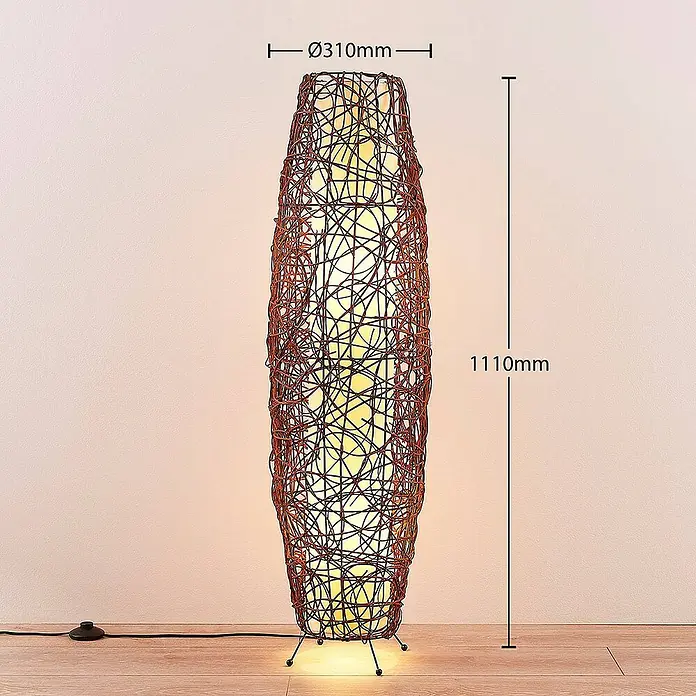 Lindby Stehleuchte Nias - Höhe: 111 cm, braun / rost, E14