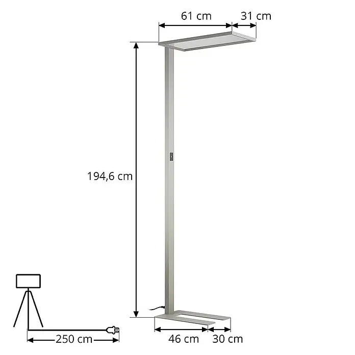 Prios Stehleuchte Taronis - Höhe: 194,6 cm, alu / grau / zink, alu / grau / zink