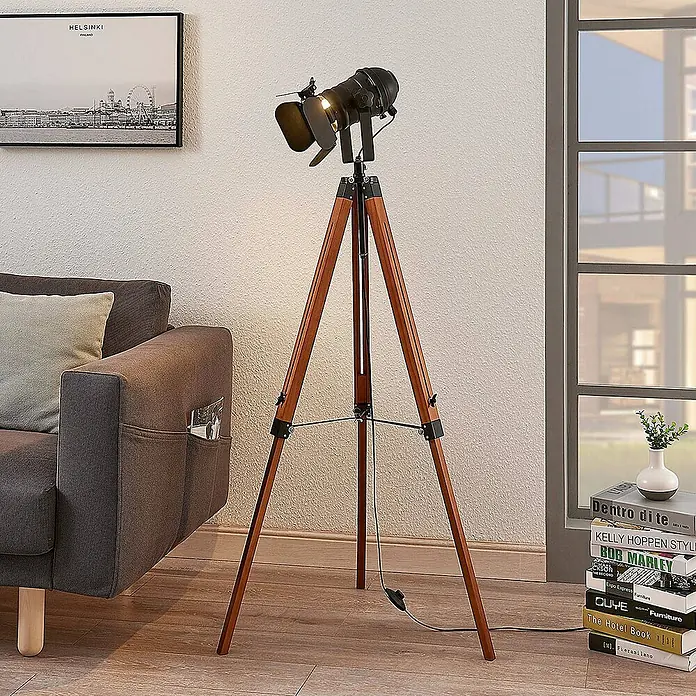 Lindby Stehleuchte Hilma - Höhe: 160 cm, braun / rost, schwarz, E27