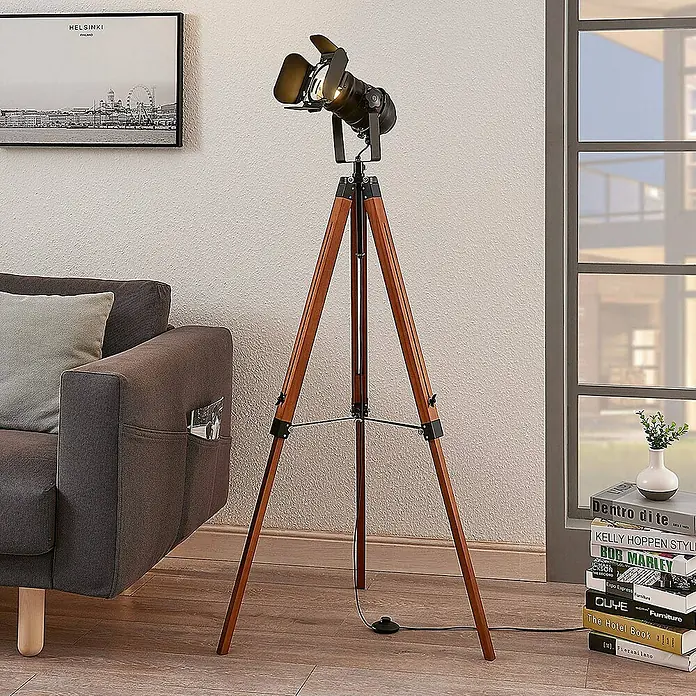 Lindby Stehleuchte Hilma - Höhe: 160 cm, braun / rost, schwarz, E27