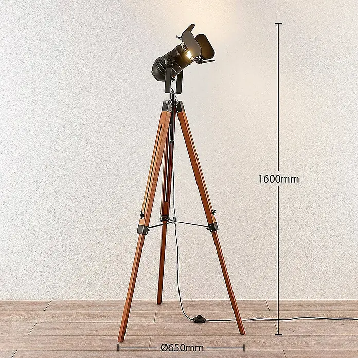 Lindby Stehleuchte Hilma - Höhe: 160 cm, braun / rost, schwarz, E27