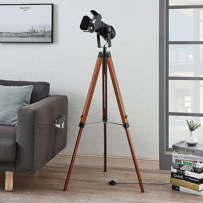 Lindby Stehleuchte Hilma - Höhe: 160 cm, braun / rost, schwarz, E27