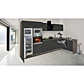 Respekta Cocina esquinera (172 x 340 cm, Brillo satinado gris)