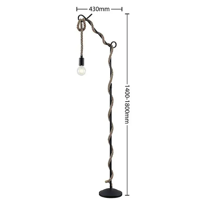 Lucande Stehleuchte Ropina - Höhe: 180 cm, schwarz, E27