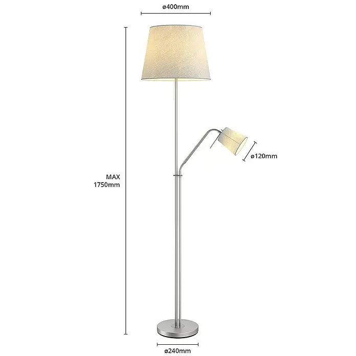 Lindby Stehleuchte Nantwin - alu / grau / zink, alu / grau / zink, E27