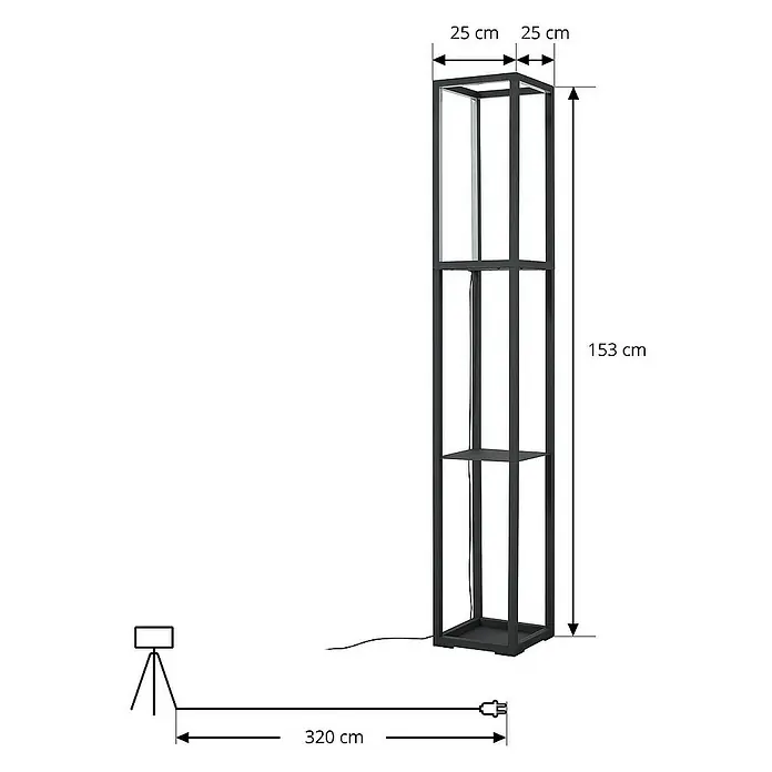 Lindby Stehleuchte Birta - Höhe: 155 cm, schwarz