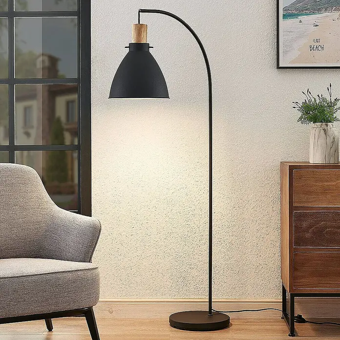 Lindby Stehleuchte Trebale - Höhe: 154 cm, schwarz, schwarz, E27