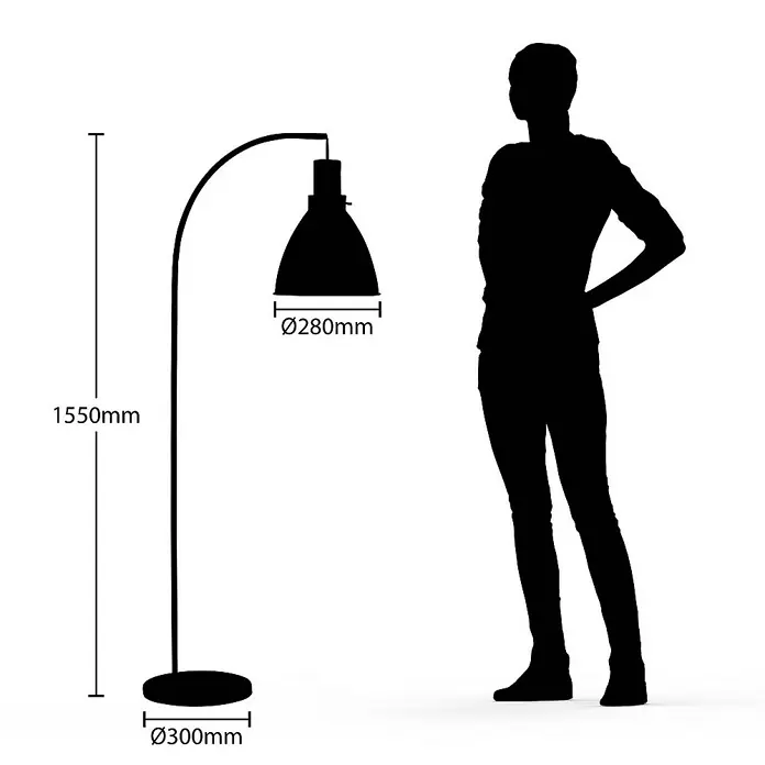 Lindby Stehleuchte Trebale - Höhe: 154 cm, schwarz, schwarz, E27