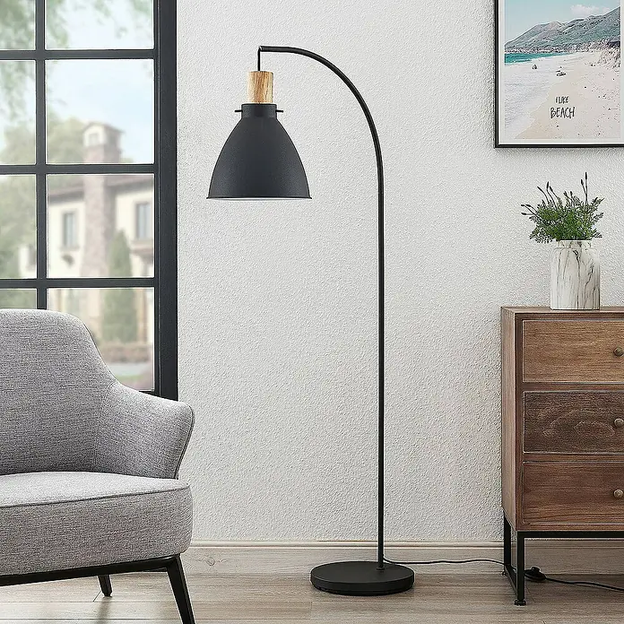 Lindby Stehleuchte Trebale - Höhe: 154 cm, schwarz, schwarz, E27