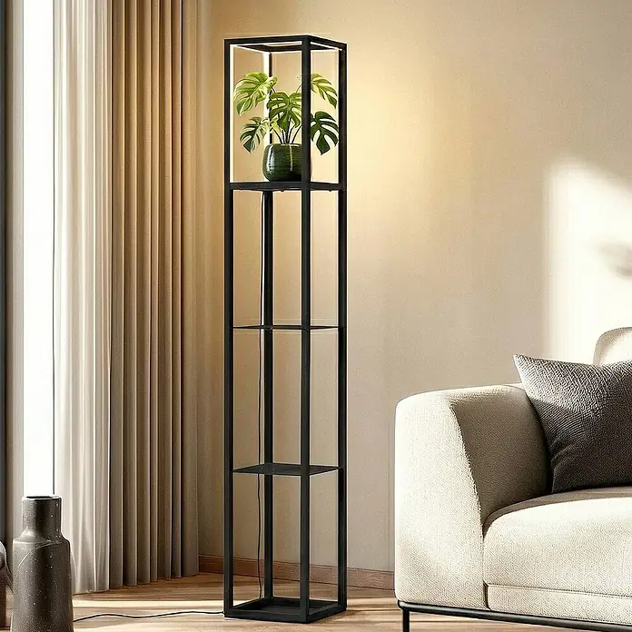 Lindby Stehleuchte Birta - Höhe: 155 cm, schwarz