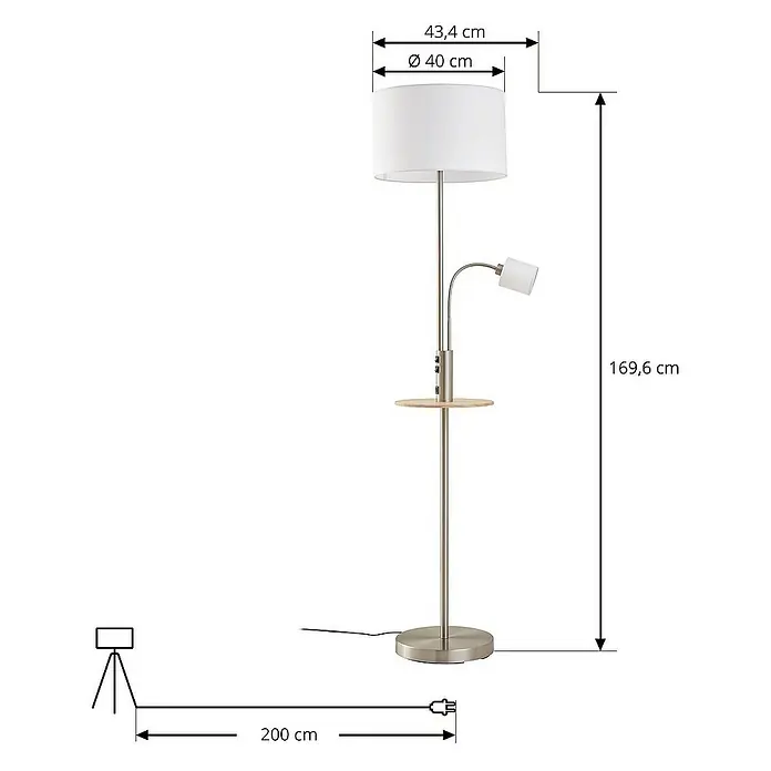 Lindby Stehleuchte Aovan - Höhe: 170 cm, alu / grau / zink, creme / amber, E27
