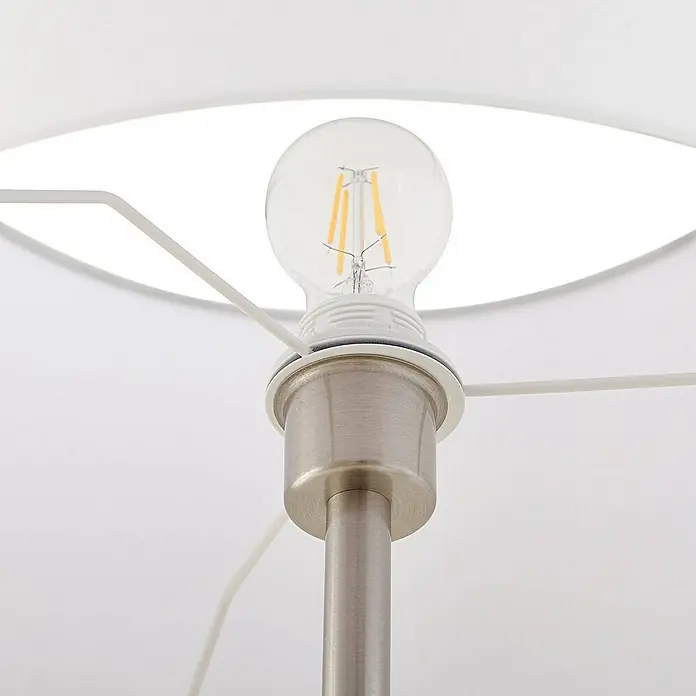 Lindby Stehleuchte Aovan - Höhe: 170 cm, alu / grau / zink, creme / amber, E27