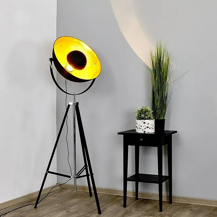 Lindby Stehleuchte Mineva - schwarz, schwarz, E27