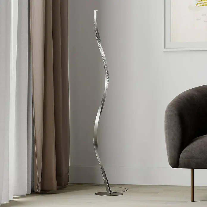 Lindby Stehleuchte Criostal - Höhe: 116 cm, alu / grau / zink, alu / grau / zink