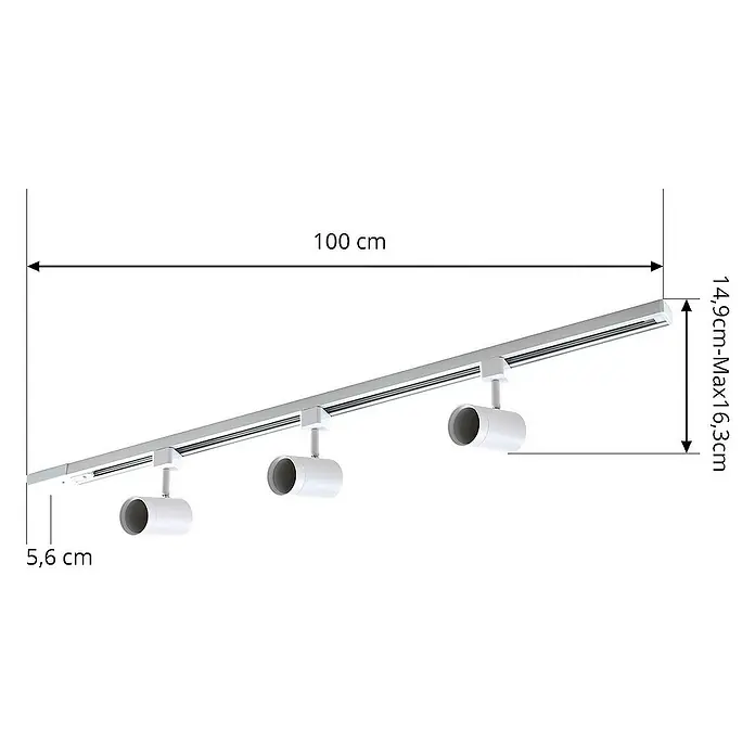 Prios LED-Spannseilsystem Jorell - L x B x H: 100 x 5,5 x 16 cm, weiß / opal, weiß / opal