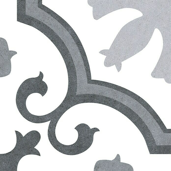 Feinsteinzeugfliese Vintage Lacour (25 x 25 cm, Schwarz/Grau/Weiß, Glasiert)