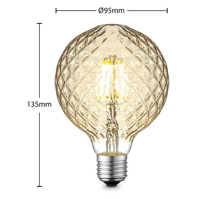 Lucande LED-Lampe E27 G95 LED 4W - E27, Nicht Dimmbar, Warmweiß, 380 lm, 4 W