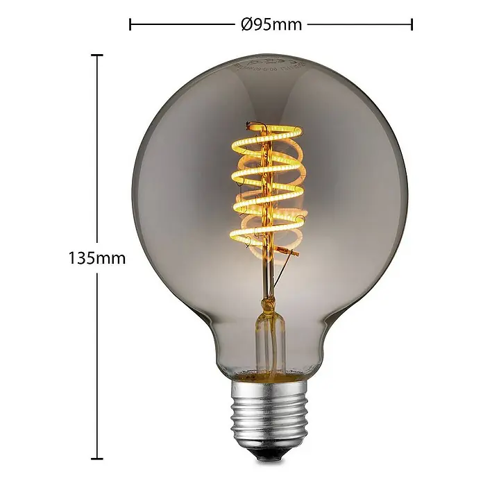 Lucande LED-Lampe E27 G95 LED 4W - E27, Nicht Dimmbar, Warmweiß, 120 lm, 4 W