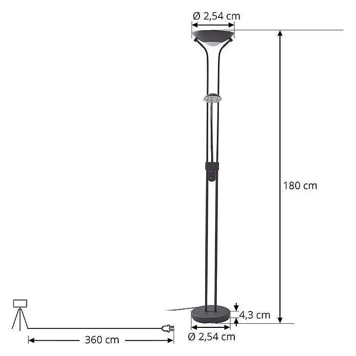 Lindby LED-Deckenfluter Josefin - Höhe: 180 cm, schwarz, schwarz, Warmweiß