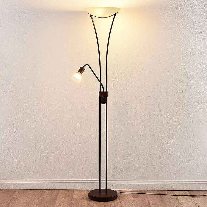 Lindby LED-Deckenfluter Felicia - Höhe: 180 cm, braun / rost