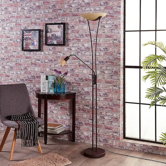 Lindby LED-Deckenfluter Felicia - Höhe: 180 cm, braun / rost