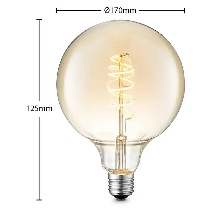 Lucande LED-Lampe E27 G125 LED 4W - E27, Nicht Dimmbar, Warmweiß, 280 lm, 4 W