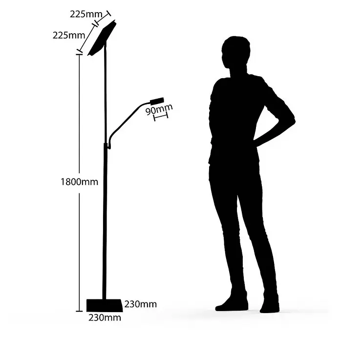 Lindby LED-Deckenfluter Sumani - Höhe: 180 cm, alu / grau / zink, alu / grau / zink, Warmweiß