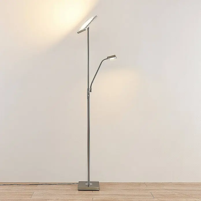 Lindby LED-Deckenfluter Sumani - Höhe: 180 cm, alu / grau / zink, alu / grau / zink, Warmweiß
