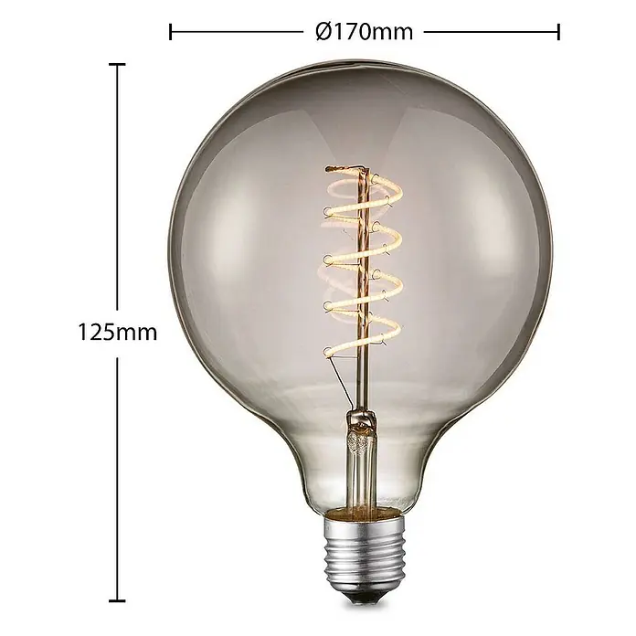Lucande LED-Lampe E27 G125 LED 4W - E27, Nicht Dimmbar, Warmweiß, 120 lm, 4 W