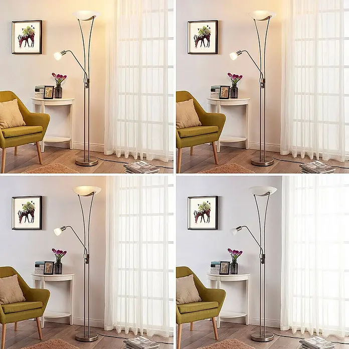 Lindby LED-Deckenfluter Felicia - Höhe: 180 cm, alu / grau / zink