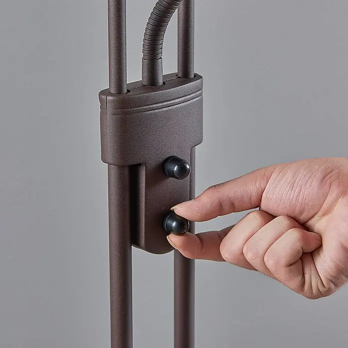 Lindby LED-Deckenfluter Yveta - Höhe: 183 cm, braun / rost, Warmweiß