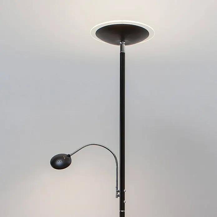 Lindby LED-Deckenfluter Malea - Höhe: 180 cm, schwarz, schwarz, Warmweiß