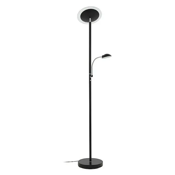 Lindby LED-Deckenfluter Malea - Höhe: 180 cm, schwarz, schwarz, Warmweiß
