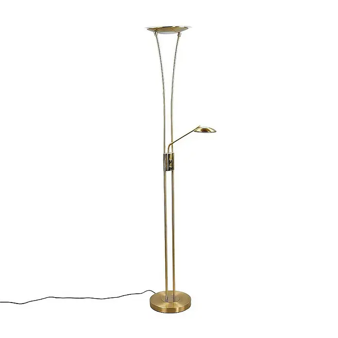 Lindby LED-Deckenfluter Eda - Höhe: 180 cm, messing / gold, messing / gold, Warmweiß