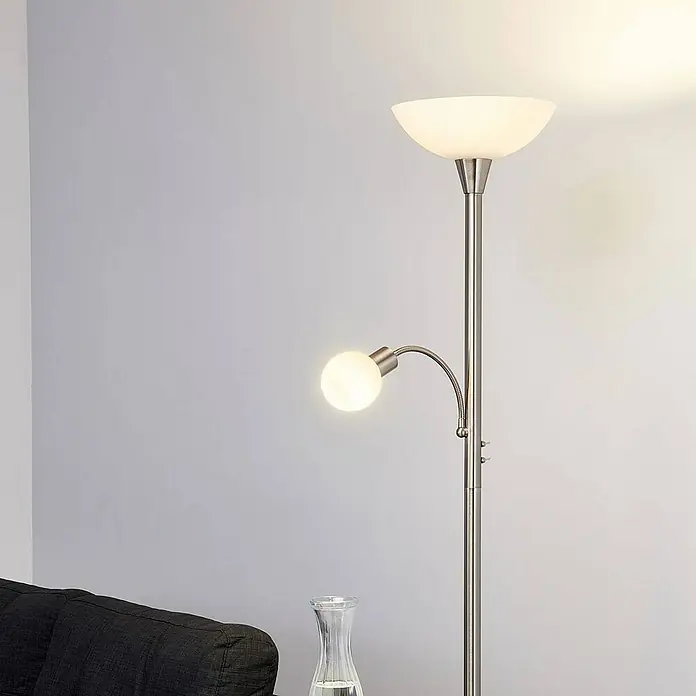 Lindby LED-Deckenfluter Elaina - Höhe: 180 cm, alu / grau / zink