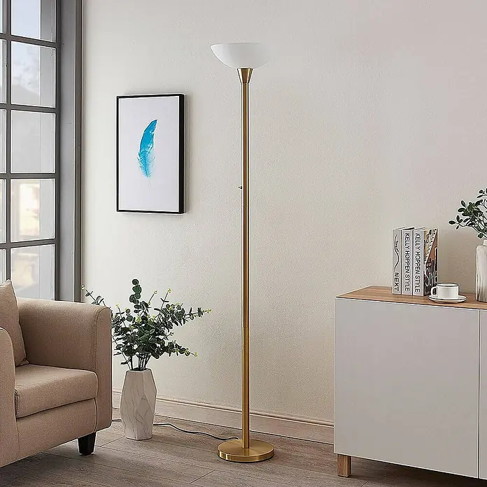 Lindby LED-Deckenfluter Ignacia - Höhe: 180 cm, messing / gold