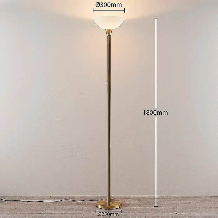 Lindby LED-Deckenfluter Ignacia - Höhe: 180 cm, messing / gold