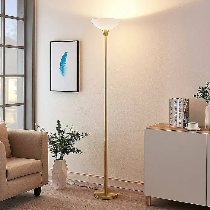 Lindby LED-Deckenfluter Ignacia - Höhe: 180 cm, messing / gold